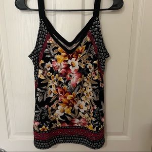 White House Black Market Printed Knit Floral Tank Size Medium